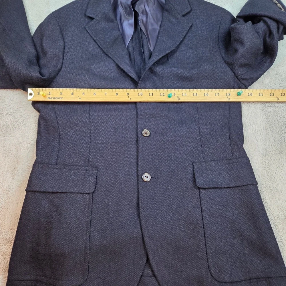 Polo Ralph Lauren Wool Blend Blazer Mens M Herringbone 3-Button Sport Coat Navy‎